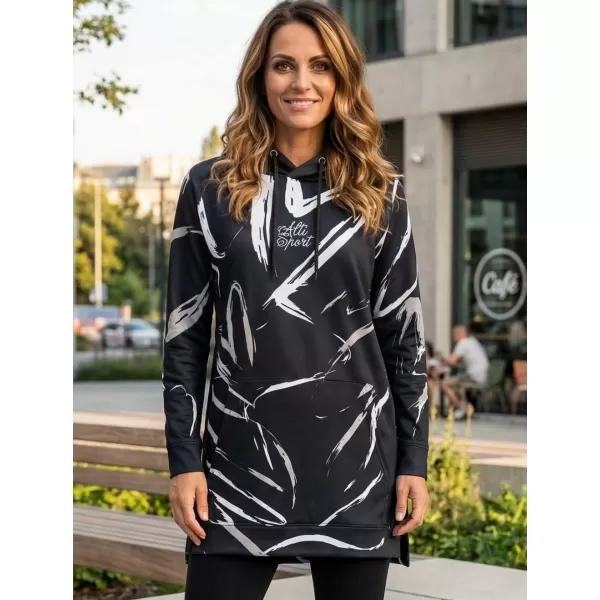  Dámská funkční prodloužená mikina premium ALTISPORT VOJ/ALW049MI03 ČERNOBÍLÁ 