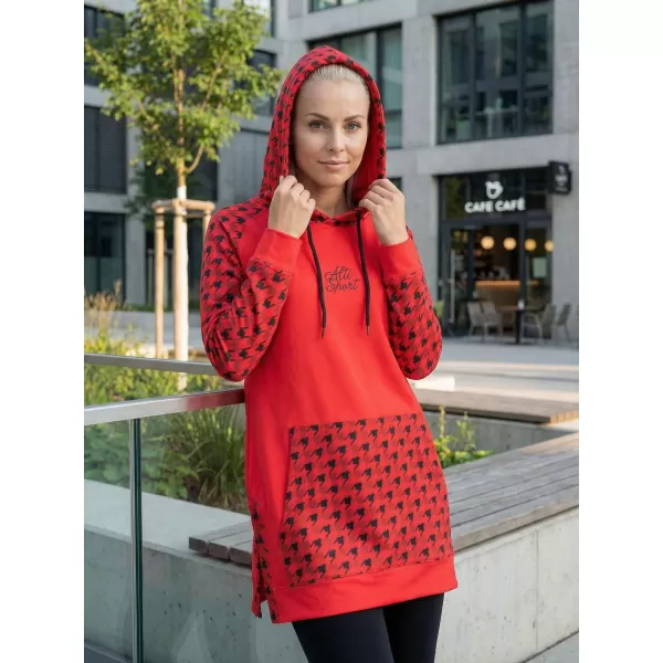  Dámská funkční prodloužená mikina premium ALTISPORT VOJ/ALW048MI03 ČERVENÁ 