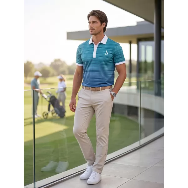  Pánské funkční triko s límečkem premium ALTISPORT VOJ/ALM031TR05 EMERALD/MODRÁ 
