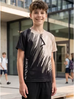 Dětské funkční triko premium ALTISPORT VOJ/ALK006TR01 ČERNÁ/HNĚDÁ