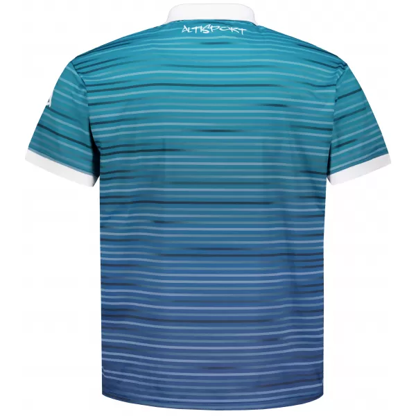  Pánské funkční triko s límečkem premium ALTISPORT VOJ/ALM031TR05 EMERALD/MODRÁ 