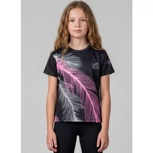  Dětské funkční triko premium ALTISPORT VOJ/ALK001TR01 ČERNÁ/SVĚTLE RŮŽOVÁ 