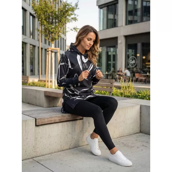  Dámská funkční prodloužená mikina premium ALTISPORT VOJ/ALW049MI03 ČERNOBÍLÁ 