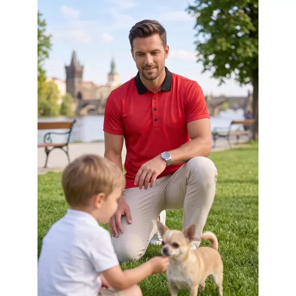  Pánské funkční triko s límečkem premium ALTISPORT VOJ/ALM050TR05 ČERVENÁ 