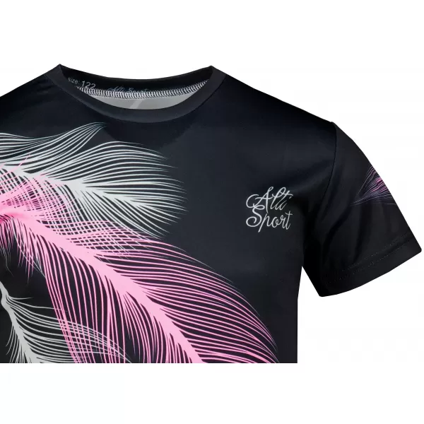  Dětské funkční triko premium ALTISPORT VOJ/ALK001TR01 ČERNÁ/SVĚTLE RŮŽOVÁ 