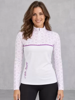 Dámská funkční termo mikina premium ALTISPORT VOJ/ALW053TER03 BÍLÁ/FIALOVÁ