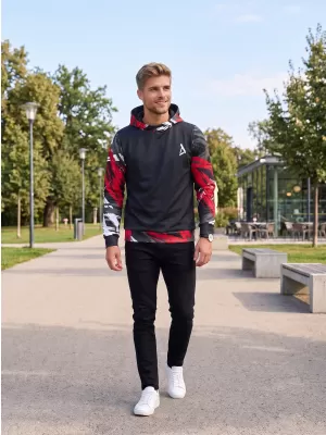 Pánská funkční mikina premium ALTISPORT VOJ/ALM039MI01 ČERNOČERVENÁ
