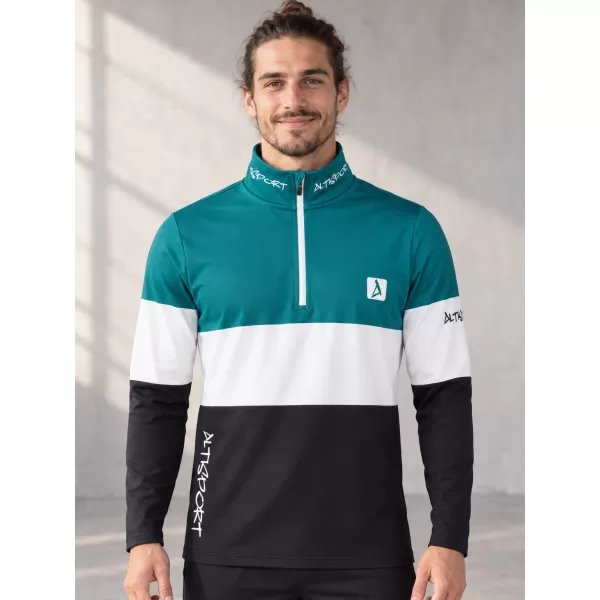  Pánská funkční termo mikina premium ALTISPORT VOJ/ALM051TER03 PETROLEJOVÁ/ČERNÁ 