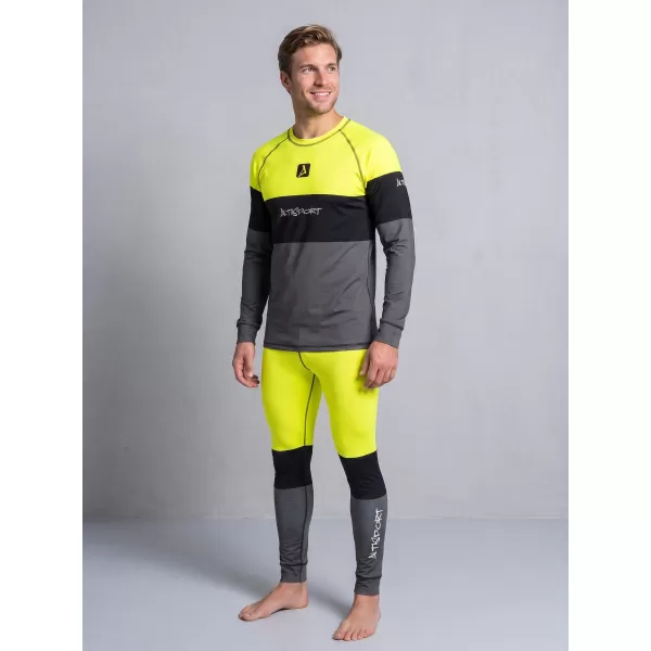  Pánské funkční termo triko s dlouhým rukávem premium ALTISPORT VOJ/ALM051TER01 NEON YELLOW/ŠEDÁ 