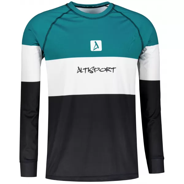  Pánské funkční termo triko s dlouhým rukávem premium ALTISPORT VOJ/ALM051TER01 PETROLEJOVÁ/ČERNÁ 