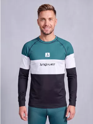 Pánské funkční termo triko s dlouhým rukávem premium ALTISPORT VOJ/ALM051TER01 PETROLEJOVÁ/ČERNÁ