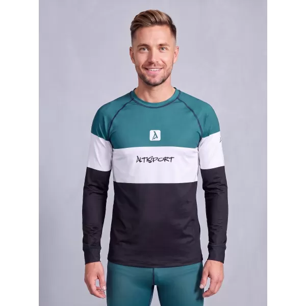  Pánské funkční termo triko s dlouhým rukávem premium ALTISPORT VOJ/ALM051TER01 PETROLEJOVÁ/ČERNÁ 