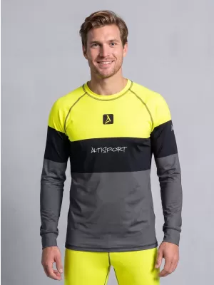 Pánské funkční termo triko s dlouhým rukávem premium ALTISPORT VOJ/ALM051TER01 NEON YELLOW/ŠEDÁ