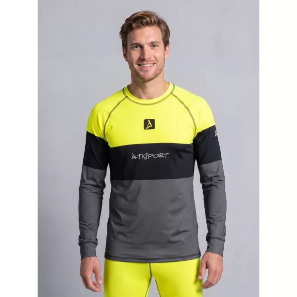  Pánské funkční termo triko s dlouhým rukávem premium ALTISPORT VOJ/ALM051TER01 NEON YELLOW/ŠEDÁ 