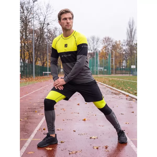 Pánské funkční termo triko s dlouhým rukávem premium ALTISPORT VOJ/ALM051TER01 NEON YELLOW/ŠEDÁ 