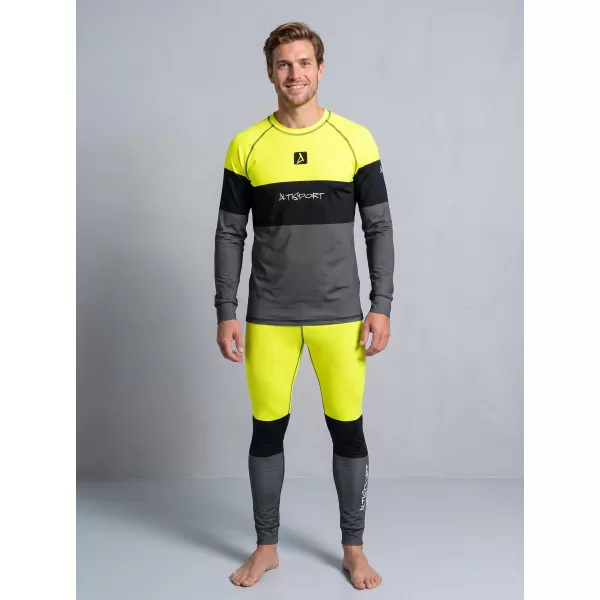  Pánské funkční termo kalhoty premium ALTISPORT VOJ/ALM051TER02 NEON YELLOW/ŠEDÁ 