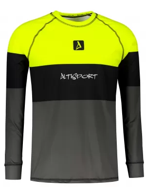 Pánské funkční termo triko s dlouhým rukávem premium ALTISPORT VOJ/ALM051TER01 NEON YELLOW/ŠEDÁ