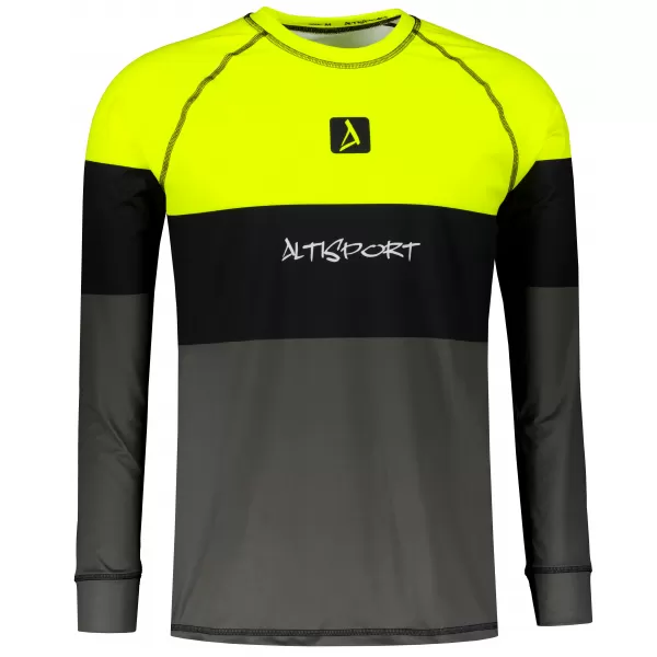  Pánské funkční termo triko s dlouhým rukávem premium ALTISPORT VOJ/ALM051TER01 NEON YELLOW/ŠEDÁ 