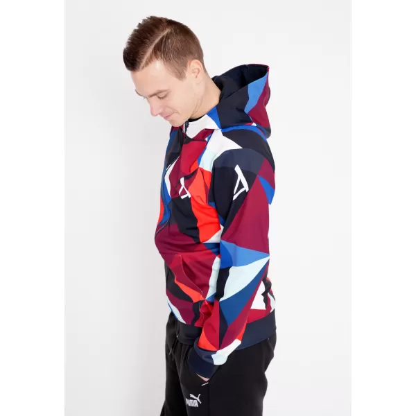  Pánská mikina na zip premium ALTISPORT VOJ/ALM007MI02 NÁMOŘNÍ MODRÁ/ČERVENÁ 