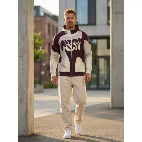  Pánská mikina na zip premium ALTISPORT VOJ/ALM056MI02 BÉŽOVÁ/RUDÁ 
