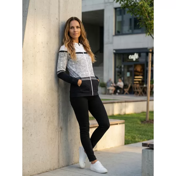  Dámská mikina na zip premium ALTISPORT VOJ/ALW023MI02 ČERNOBÍLÁ 