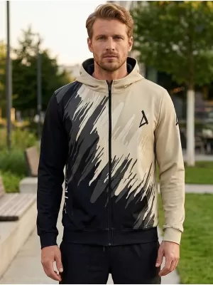 Pánská mikina na zip premium ALTISPORT VOJ/ALM006MI02 ČERNOHNĚDÁ