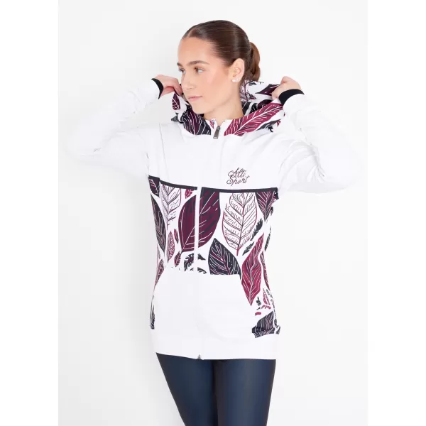  Dámská mikina na zip premium ALTISPORT VOJ/ALW061MI02 BÍLÁ/VÍNOVÁ 