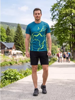 Pánské funkční triko premium ALTISPORT VOJ/ALM073TR01 NAVY-FLUO YELLOW