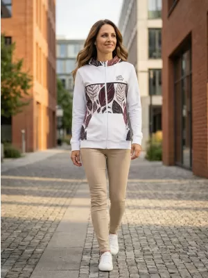 Dámská mikina na zip premium ALTISPORT VOJ/ALW061MI02 BÍLÁ/VÍNOVÁ