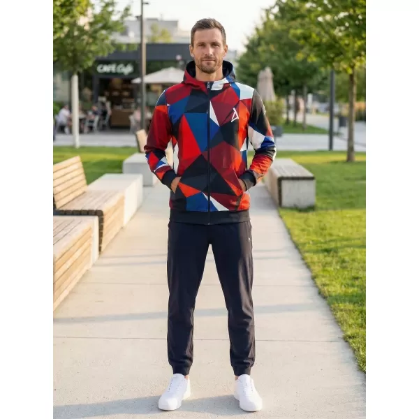  Pánská mikina na zip premium ALTISPORT VOJ/ALM007MI02 NÁMOŘNÍ MODRÁ/ČERVENÁ 