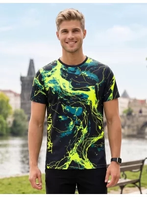 Pánské funkční triko premium ALTISPORT VOJ/ALM071TR01 NAVY-ŽLUTÁ