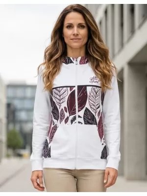 Dámská mikina na zip premium ALTISPORT VOJ/ALW061MI02 BÍLÁ/VÍNOVÁ