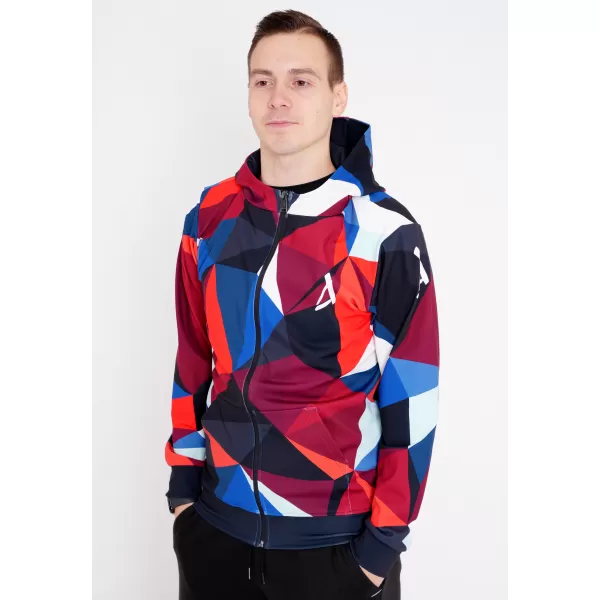  Pánská mikina na zip premium ALTISPORT VOJ/ALM007MI02 NÁMOŘNÍ MODRÁ/ČERVENÁ 