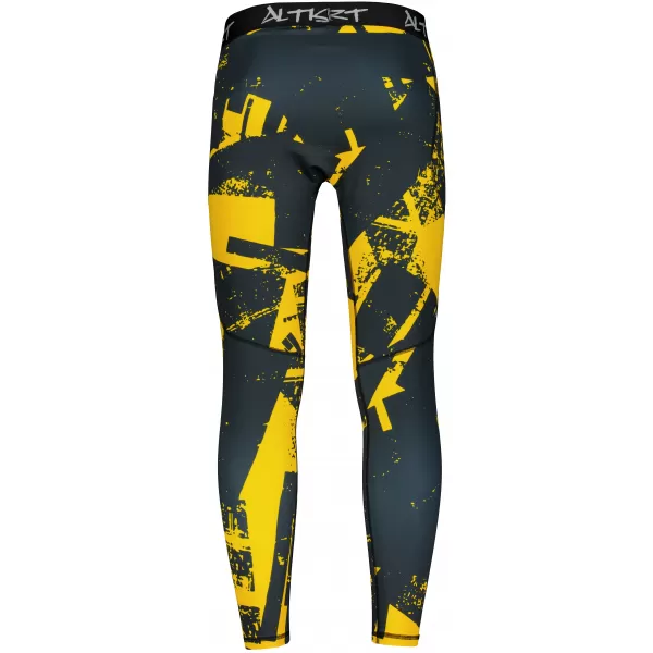  Pánské sportovní legíny dlouhé premium ALTISPORT VOJ/ALM079LEG01 ČERNOŽLUTÁ 