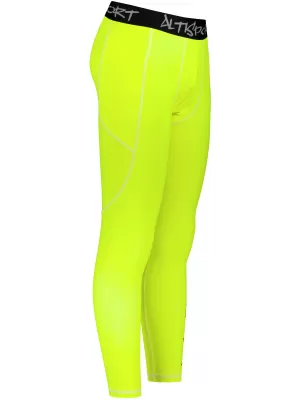 Pánské sportovní legíny dlouhé premium ALTISPORT VOJ/ALM000LEG01 FLUO-YELLOW