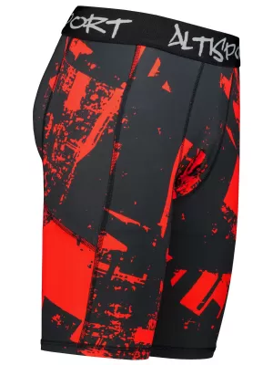 Pánské sportovní legíny nad kolena premium ALTISPORT VOJ/ALM079LEG02 ČERNOČERVENÁ