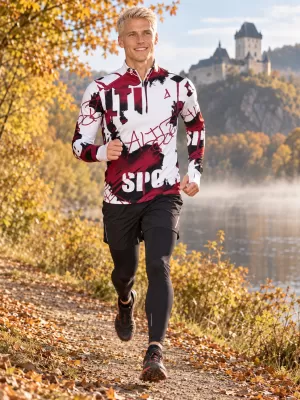 Pánská sportovní mikina premium plus ALTISPORT VOJ/ALM076MI04 BÍLÁ/RUDÁ
