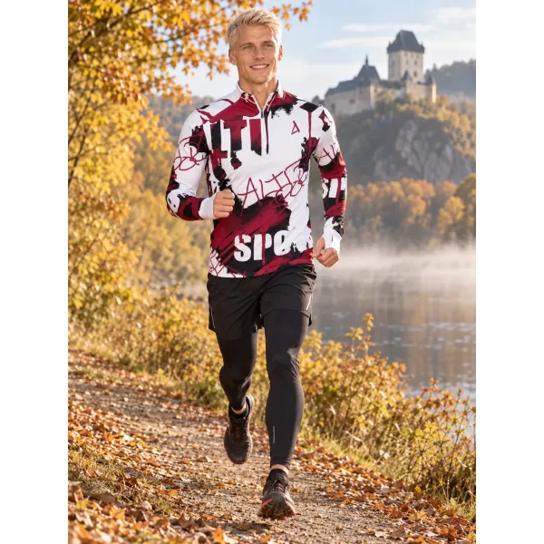  Pánská sportovní mikina premium plus ALTISPORT VOJ/ALM076MI04 BÍLÁ/RUDÁ 