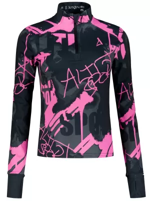 Dámská sportovní mikina premium plus ALTISPORT VOJ/ALW076MI04 BLACK/FLUO PINK