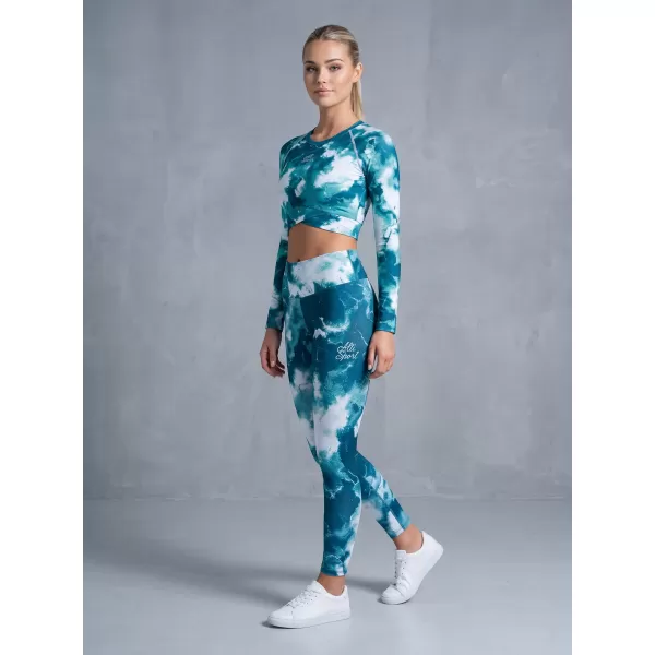  Dámské dlouhé legíny premium ALTISPORT VOJ/ALW066LEG01 ZELENOMODRÁ 