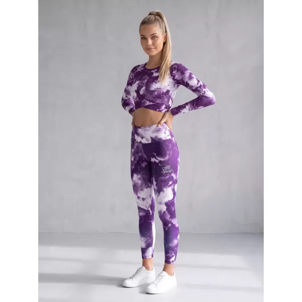  Dámské dlouhé legíny premium ALTISPORT VOJ/ALW066LEG01 BÍLOFIALOVÁ 