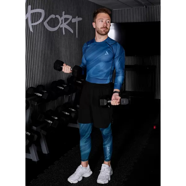  Pánské sportovní legíny dlouhé premium ALTISPORT VOJ/ALM072LEG01 PETROLEJOVÁ 