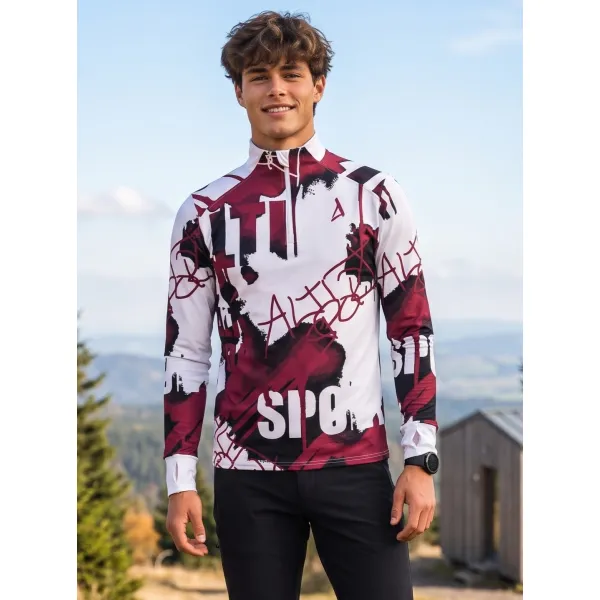  Pánská sportovní mikina premium plus ALTISPORT VOJ/ALM076MI04 BÍLÁ/RUDÁ 