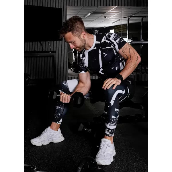  Pánské sportovní legíny dlouhé premium ALTISPORT VOJ/ALM079LEG01 ČERNOBÍLÁ 
