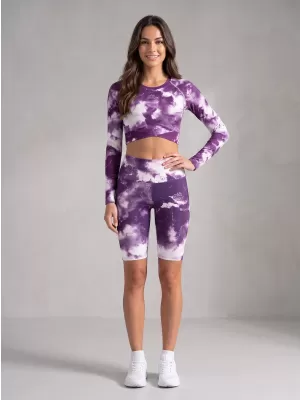 Dámské legíny nad kolena premium ALTISPORT VOJ/ALW066LEG02 BÍLOFIALOVÁ