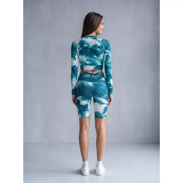  Dámské legíny nad kolena premium ALTISPORT VOJ/ALW066LEG02 ZELENOMODRÁ 