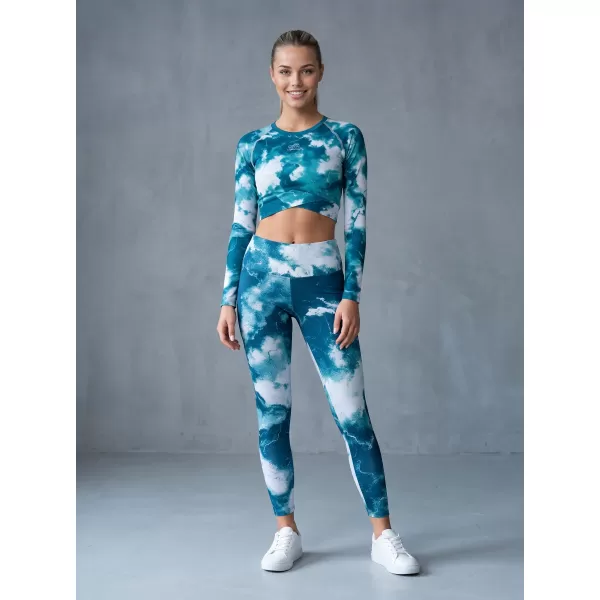  Dámské dlouhé legíny premium ALTISPORT VOJ/ALW066LEG01 ZELENOMODRÁ 