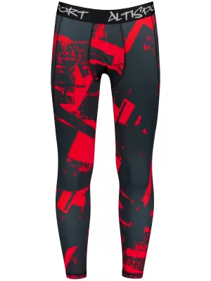 Pánské sportovní legíny dlouhé premium ALTISPORT VOJ/ALM079LEG01 ČERNOČERVENÁ