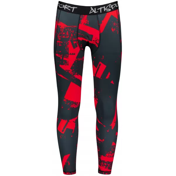 Pánské sportovní legíny dlouhé premium ALTISPORT VOJ/ALM079LEG01 ČERNOČERVENÁ 