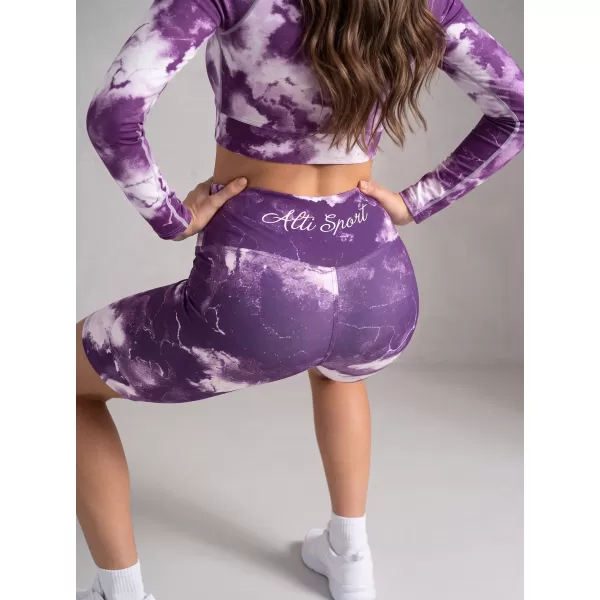  Dámské legíny nad kolena premium ALTISPORT VOJ/ALW066LEG02 BÍLOFIALOVÁ 